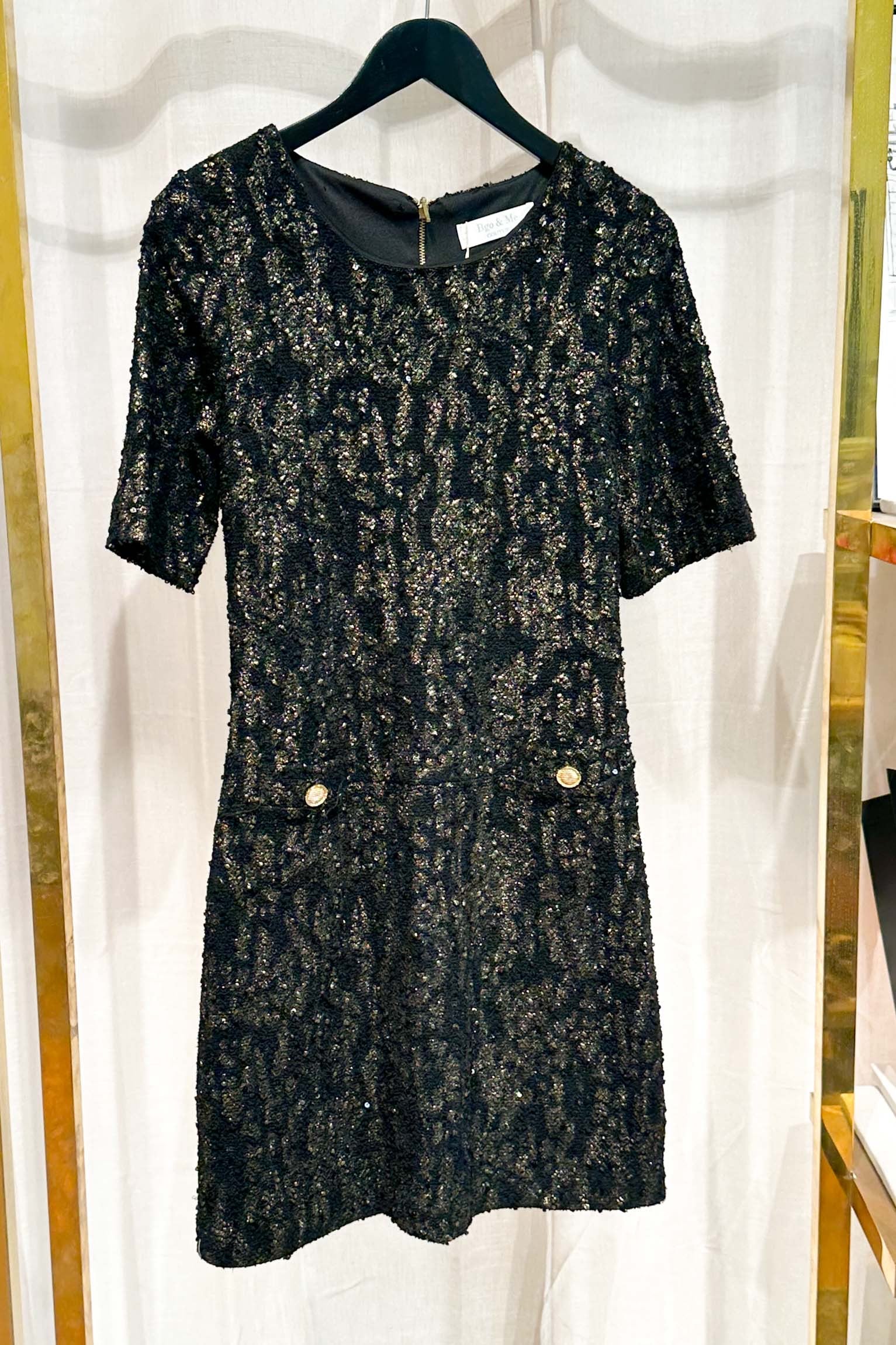 Vestido Tweed negro/dorado Sample Sale